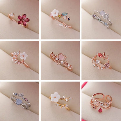 Crystal Zircon Rings Butterfly  Jewelry Gift