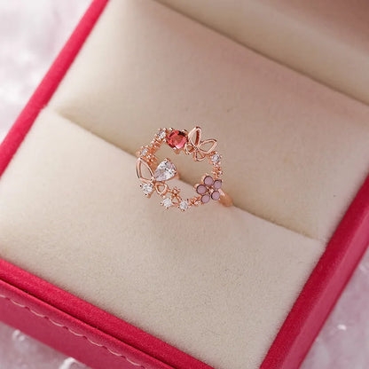 Crystal Zircon Rings Butterfly  Jewelry Gift