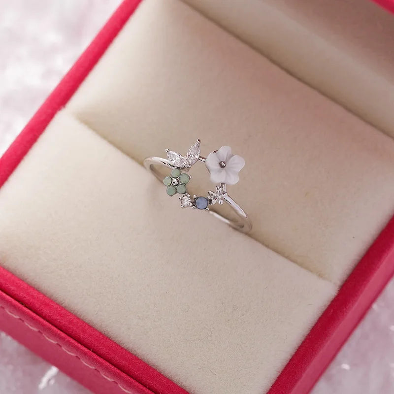 Crystal Zircon Rings Butterfly  Jewelry Gift