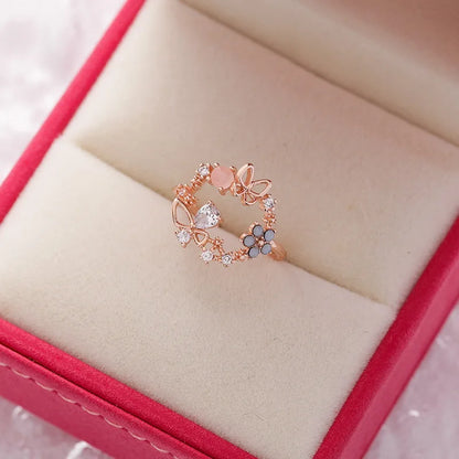 Crystal Zircon Rings Butterfly  Jewelry Gift