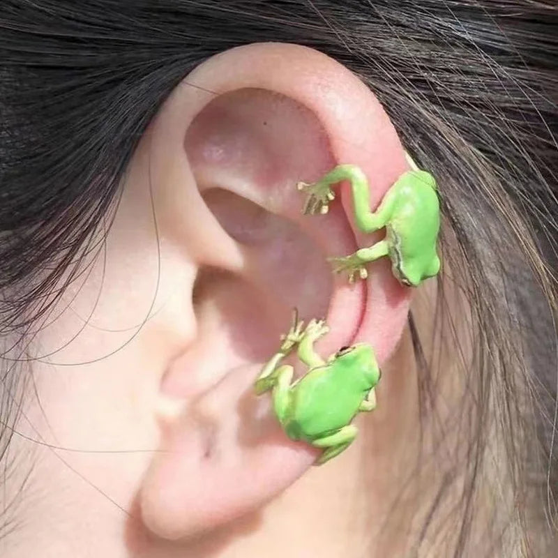 Funny Green Frog Ear Clip Earrings Girls Party Jewelry Gift