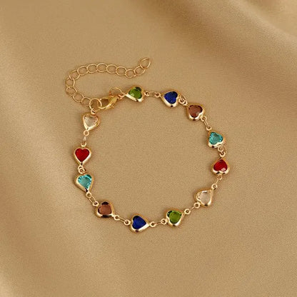 Rainbow Zircon Heart Choker Necklace Party Beach Jewelry