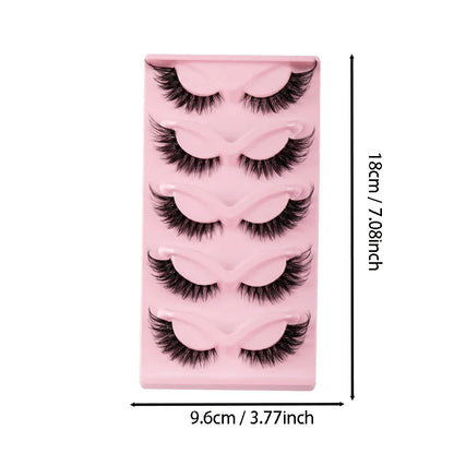 5 Pairs Cat Eye Lashes Faux  long Manga Lashes Makeup