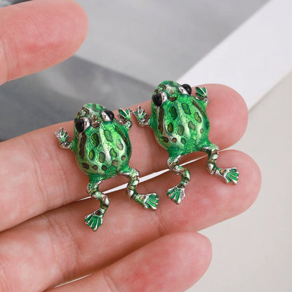 Funny Green Frog Ear Clip Earrings Girls Party Jewelry Gift