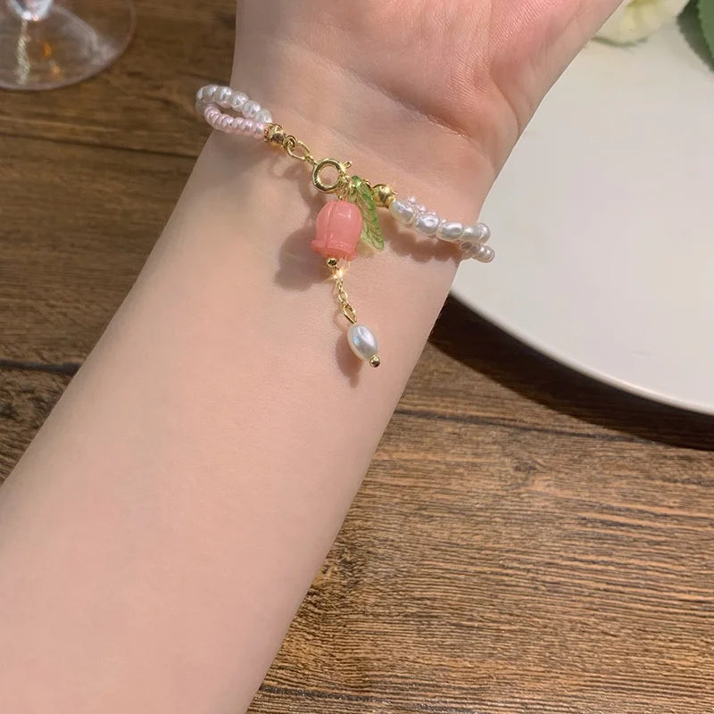 Luxury Tulip Flower Bracelet Rose Trendy Jewelry