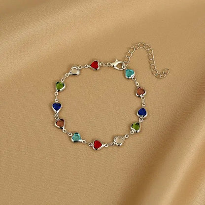 Rainbow Zircon Heart Choker Necklace Party Beach Jewelry