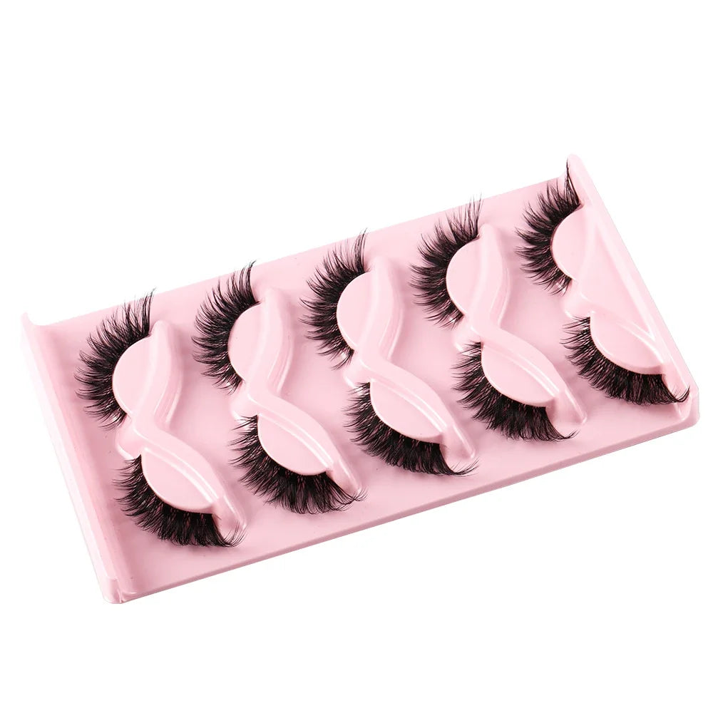 5 Pairs Cat Eye Lashes Faux  long Manga Lashes Makeup