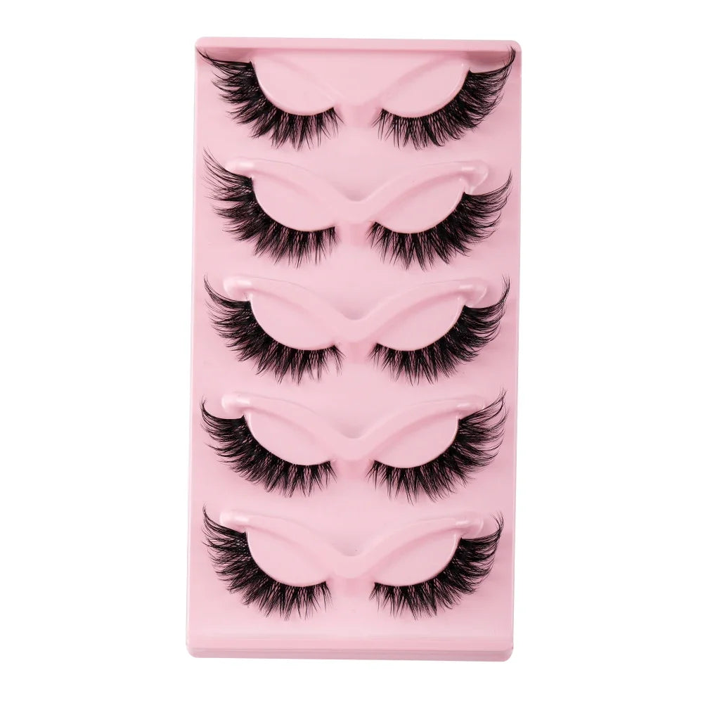 5 Pairs Cat Eye Lashes Faux  long Manga Lashes Makeup