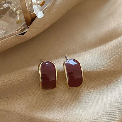 Red Retro Stud Earrings High Sense Jewelry