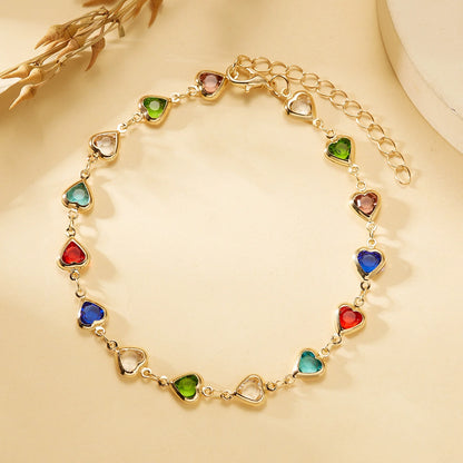 Rainbow Zircon Heart Choker Necklace Party Beach Jewelry