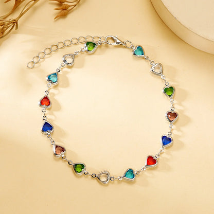 Rainbow Zircon Heart Choker Necklace Party Beach Jewelry