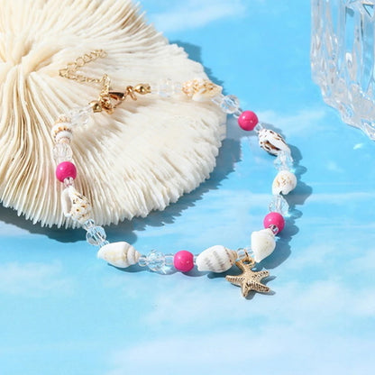 Boho Starfish Conch Shell Beads Anklet On The Leg Female  Leg Jewelry