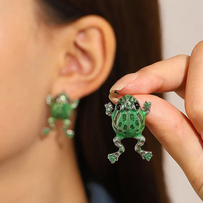 Funny Green Frog Ear Clip Earrings Girls Party Jewelry Gift