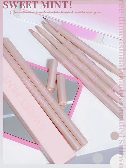 Mulitfuntional Double Ended Lying Silkworm Pencil Highlighter