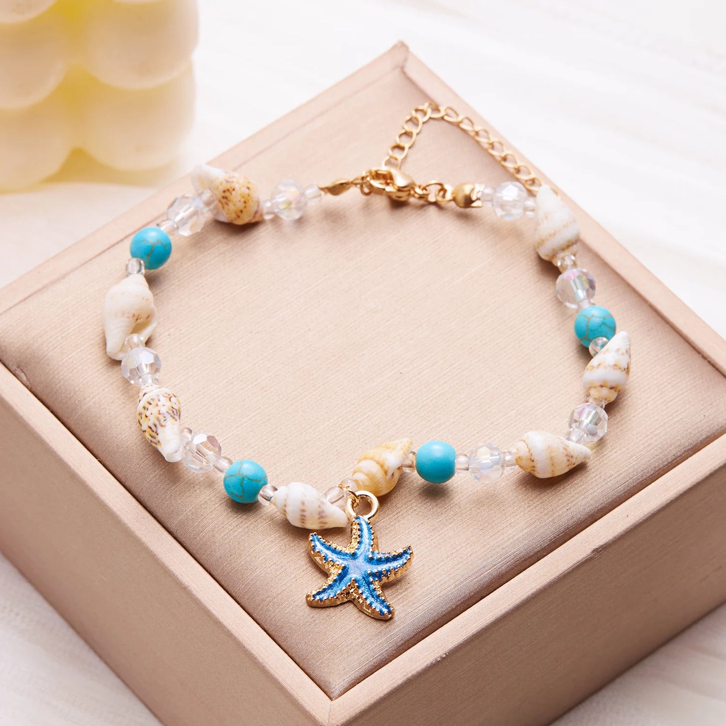 Boho Starfish Conch Shell Beads Anklet On The Leg Female  Leg Jewelry