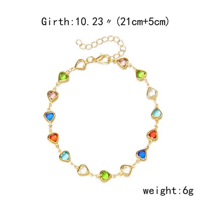 Love Heart Crystal Colorful Anklet Butterfly Daisy Foot Leg  Jewelry