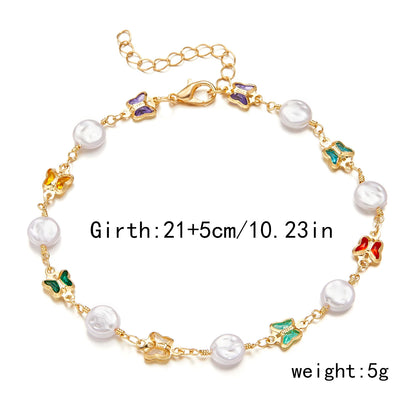 Love Heart Crystal Colorful Anklet Butterfly Daisy Foot Leg  Jewelry