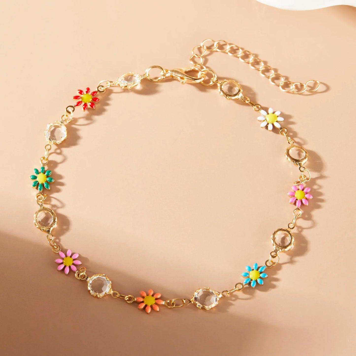 Love Heart Crystal Colorful Anklet Butterfly Daisy Foot Leg  Jewelry