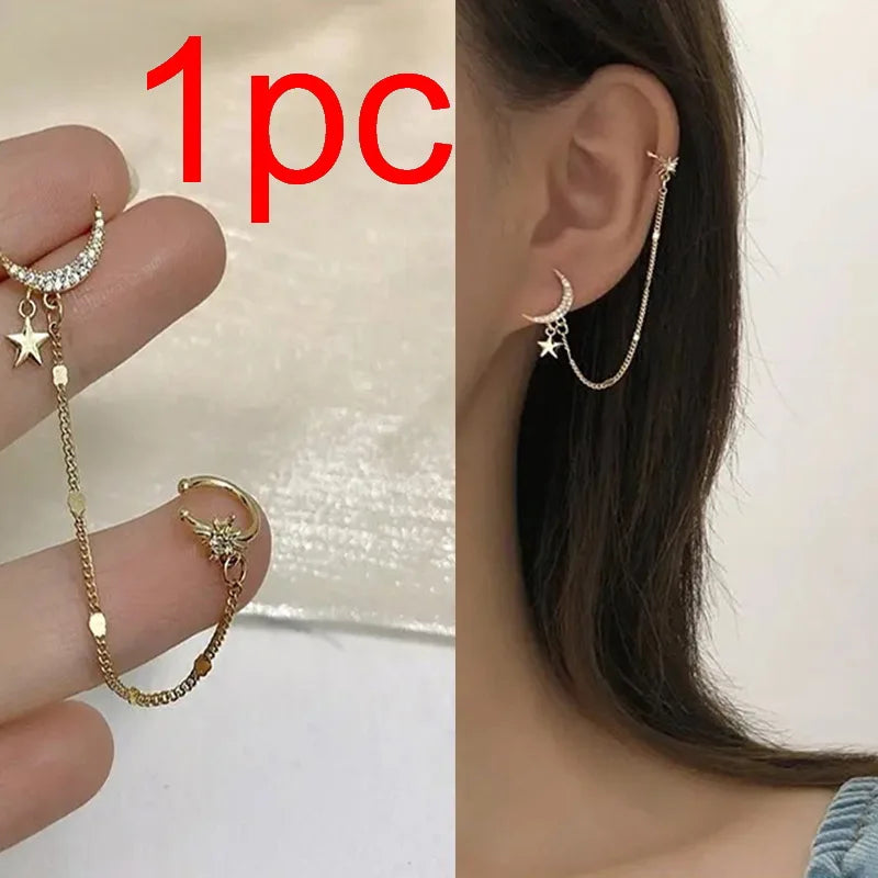 1PC New Fashion Gold Color Moon Star Clip Earrings  Jewelry Gifts