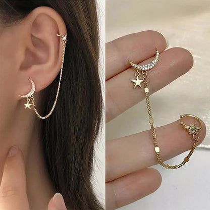 1PC New Fashion Gold Color Moon Star Clip Earrings  Jewelry Gifts